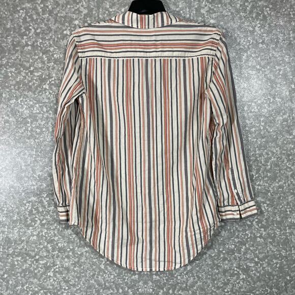 Melrose & Market Women's White Striped Button Up Top - Size Small - Long Sleeves - Picture 5 of 6